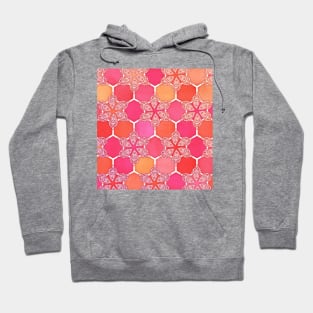 Pink Spice Honeycomb - Doodle Hexagon Pattern Hoodie